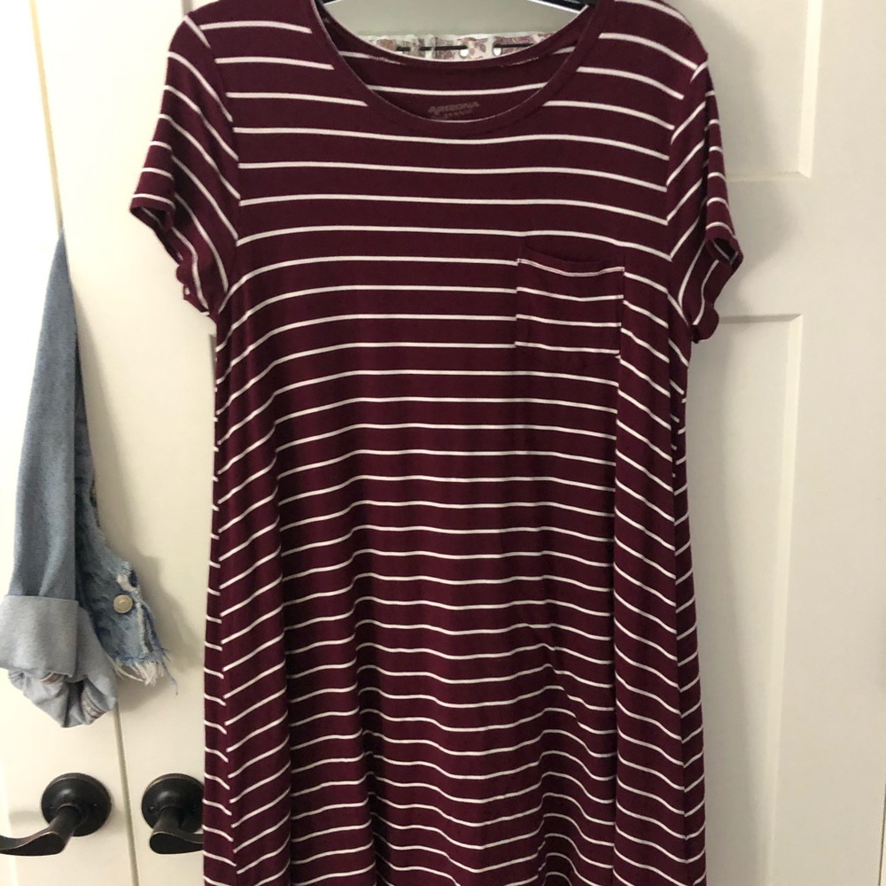 Burgundy striped T-shirt dress size XXL